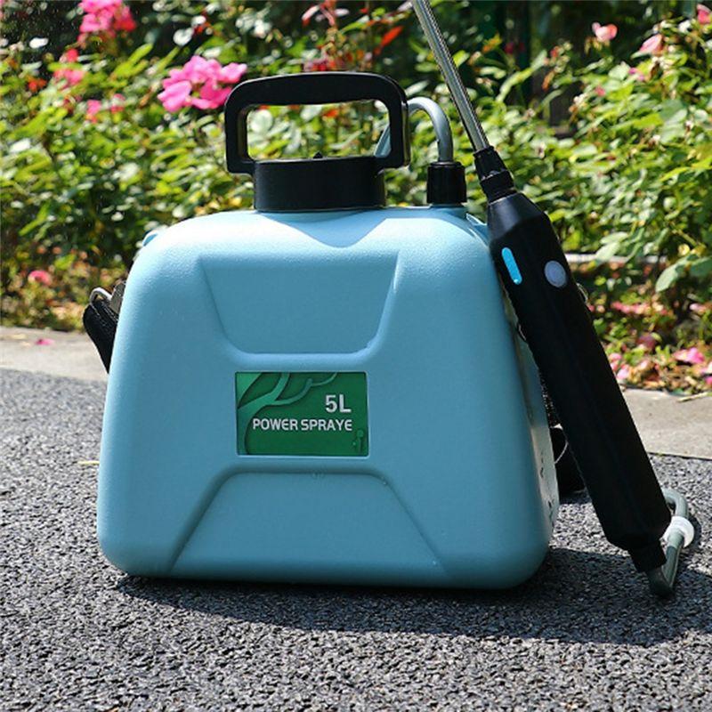 A74E-Powered Sprayer 5L Lawn Sprayer Weed Sprayer With 2 Spray Nozzles Telescopic Wand And Adjustable Shoulder Strap