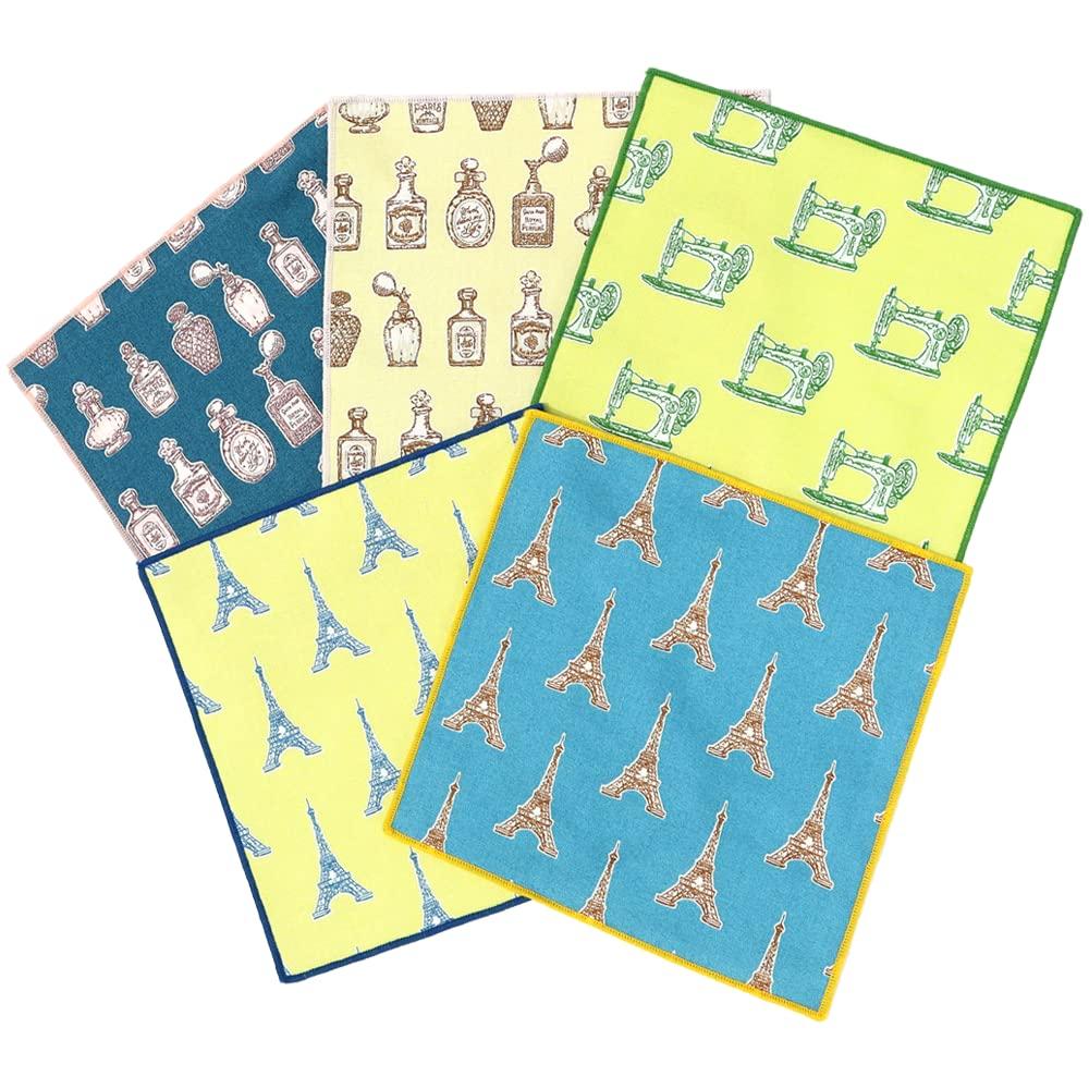 Handkerchiefs in Cotton Gauze Handkerchiefs with Cute Patterns Mini Antique [Cluster] Kids' [Made Japan] 100% (Antibacterial Handkerchiefs, 5-Piece