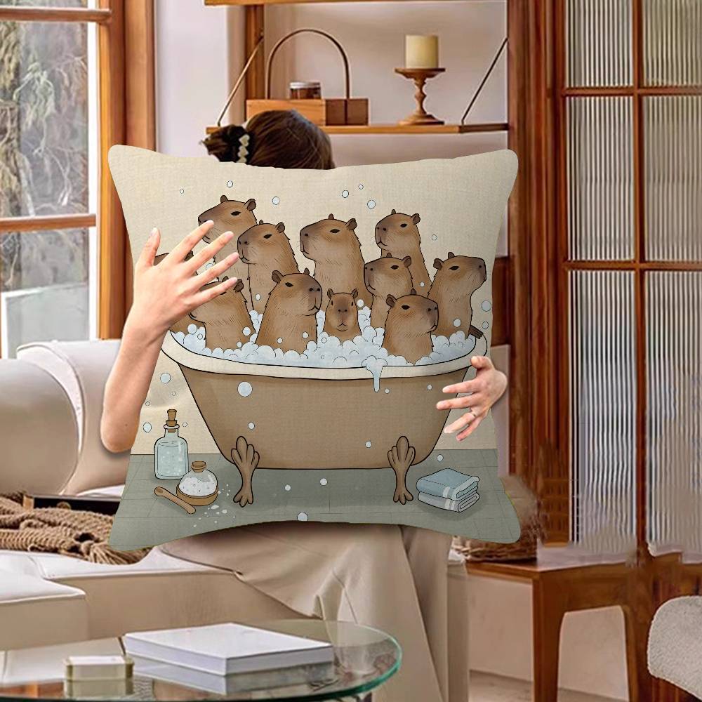 Капибара Мультяшная Милая Наволочка Чехол На Подушку для Автомобиля Дивана Рождественский Подарок 40x40см 45x45см 30x30cm