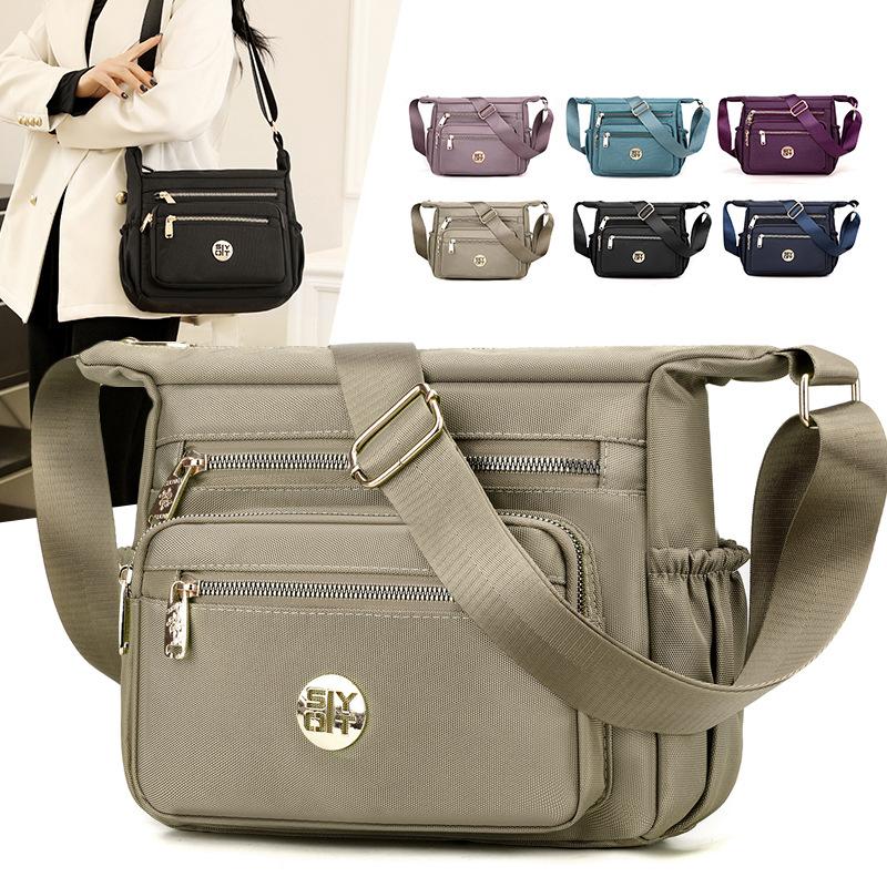 New Women's Casual Shoulder Bag Lightweight Small Square Bag Anti-splashing Nylon Mobile Phone Change Mother Travel Bag