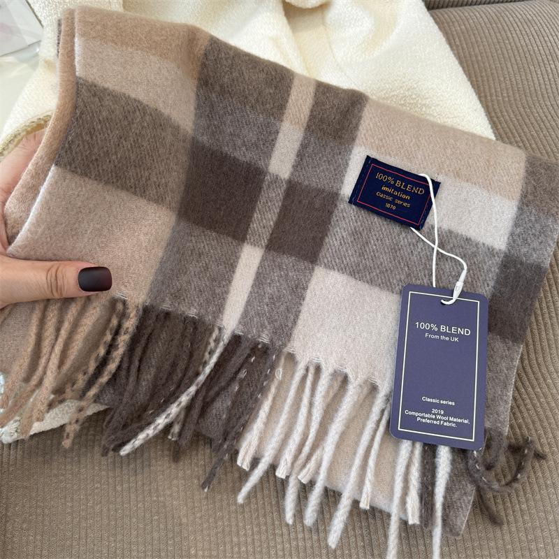 

Australian Imitation Cashmere Plaid Light Luxury Scarf Unisex Couple Style Autumn and Winter Warm Scarf 180*32cm