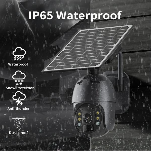 5MP Camera 8W Solar Charge 360 PTZ Surveillance 4G SIM Card Slot Motion Detection Alarm Monitor Cctv Ip Security Camera