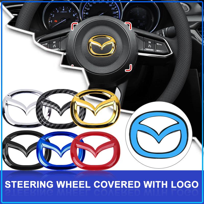 For Mazda 6 3 CX5 5 2 323 CX7 Demio Atenza Axela MX30 CX30 CX3 CX9 RX8 RX7 ABS Car Steering Wheel Center Emblem Sticker Accessories