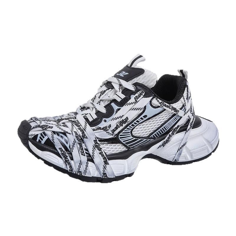 Men's and women's spider woven strap letter dad shoes 2025 autumn new models old thick-soled mesh breathable sneakers