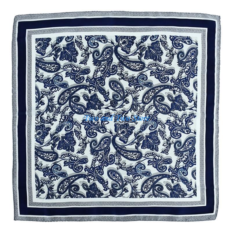 HX6F Lightweight Women s Head Wrap Square Neckerchief Stylish Cashew Scarf for Daily синий