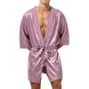 Men Casual Lounge Homewear Night Robe Sleepwear Pajamas Hooded Night-robe