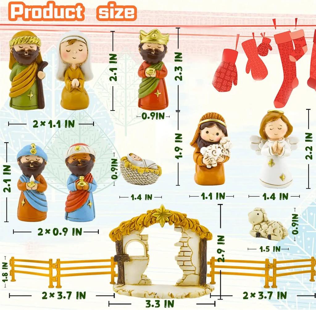 Nativity Scene Advent Calendar 24 Days New Year Countdown Calendar Gift Box Jesus Nativity Figurine Model Christmas Decorations