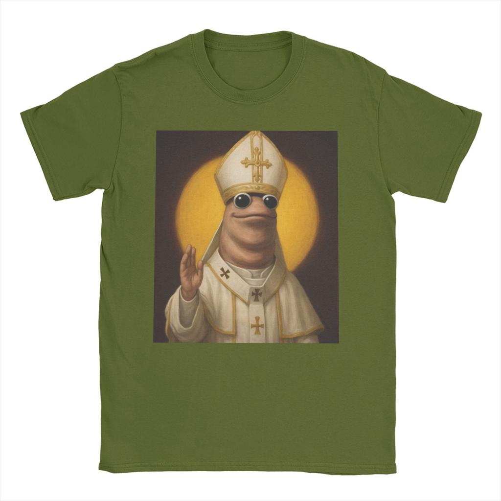 Marcus The Worm Meme TShirts for Men Women Jesus Christ God Holy Novelty Pure Cotton Tees Short Sleeve T Shirt Adult Clothes