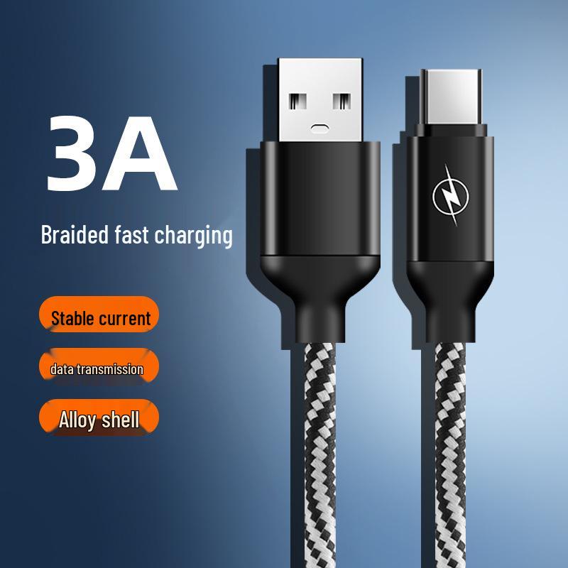 3A Super Fast Charging Braided Multi-Port Data Cable for Type-C, Android, and Apple Devices