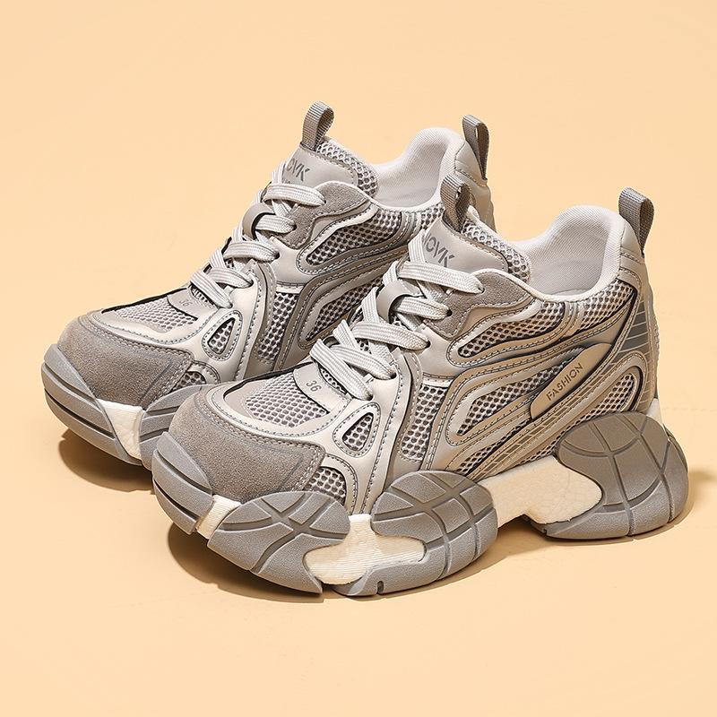 Dad shoes women's spring and autumn new fashion mesh casual shoes lightweight platform student sports shoes