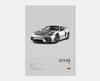 Pop Black And White German Luxury Sports Car Poster Wall Art 911 GT3 RS Turbo Canvas Print Garage Living Room Decor