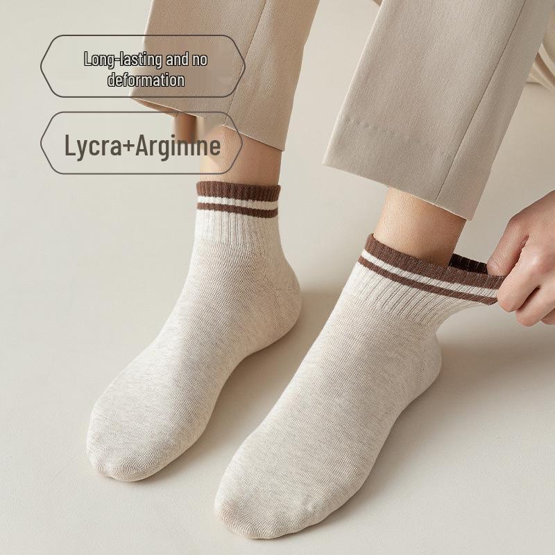 Men's Odor-Resistant 100% Cotton Short Socks - Breathable, Sweat-Absorbent, Mid-Calf for Spring/Summer