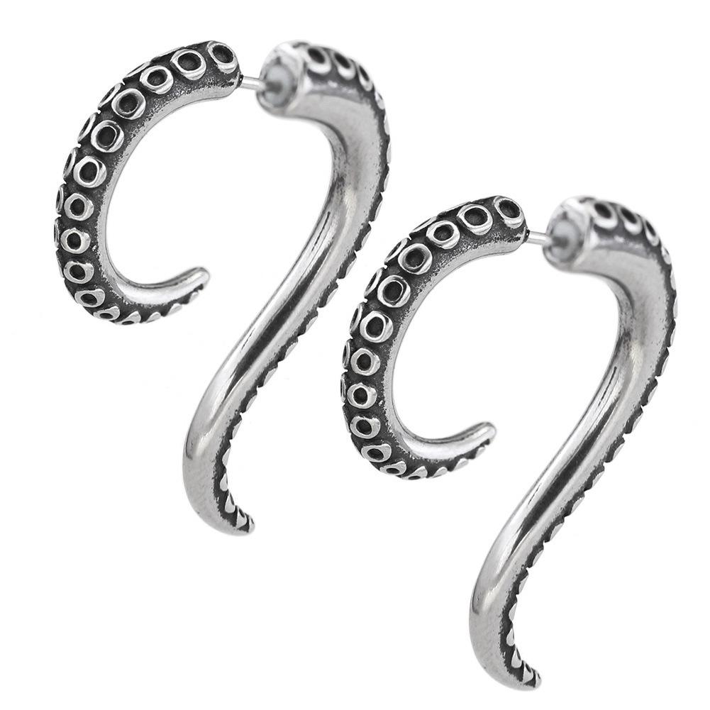 Popular Gothic Octopus Earrings False Spiral Cone Punk Ladies Alloy Earrings