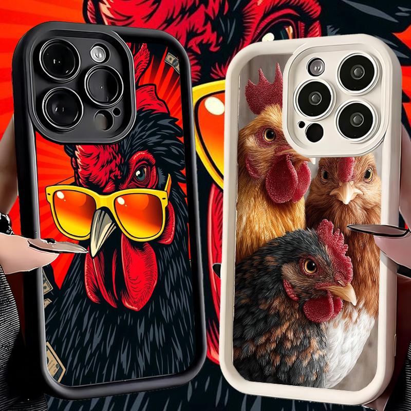 Phone Case for iPhone 17 Air 16E 15 16 Pro Max Chicken Hen Rooster Cover 14 Plus 13 12 Mini Soft Shell Silicone Fundas