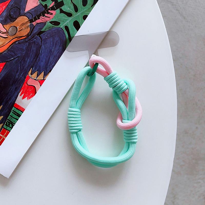 For Ip 15 14 Pro Max Samsung Flip 4 Coloful Rope Chain Korean Mobile Phone Cute Knot Portable Anti-Loss Hand Bracelet Chain