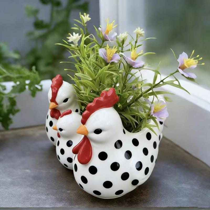 Vaso da Fiori Gallina Stile Campagnolo da Esterno Resina Artigianato Creativo Decorazione Casa Pezzo Decorazione Giardino Pezzo in Resina