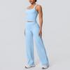 Brushed Lettering Racerback Sports Vest and Quick-Drying Yoga Pants Set