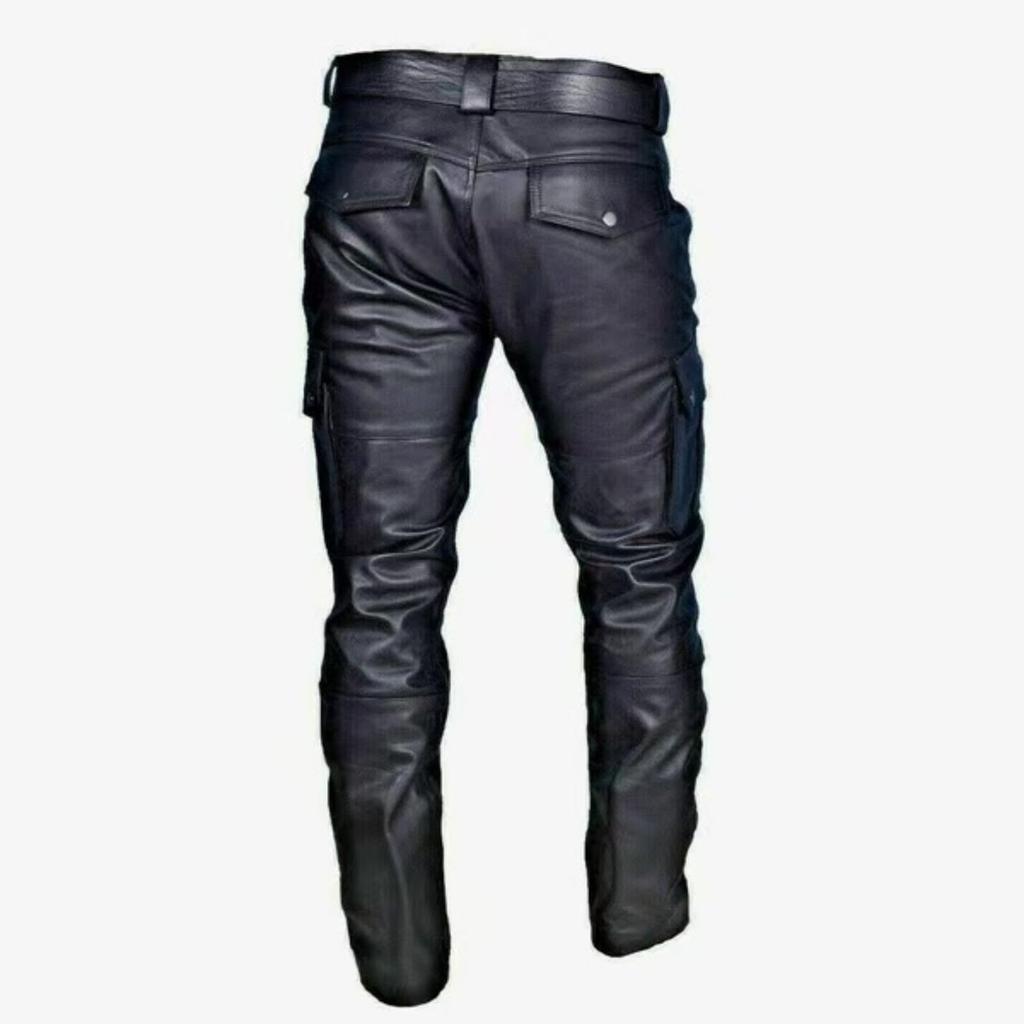 JKQYYSG Erkek Deri Pantolon, Erkek, Motosiklet, Uzun Boy, Biker Pantolon, Sahte, Büyük Beden, Bahar,