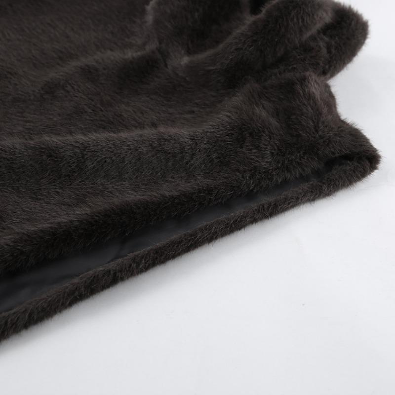 Vestă elegantă, caldă de iarnă, pentru femei, mărimea S, din blană artificială de nurcă, cu gât înalt, fără mâneci