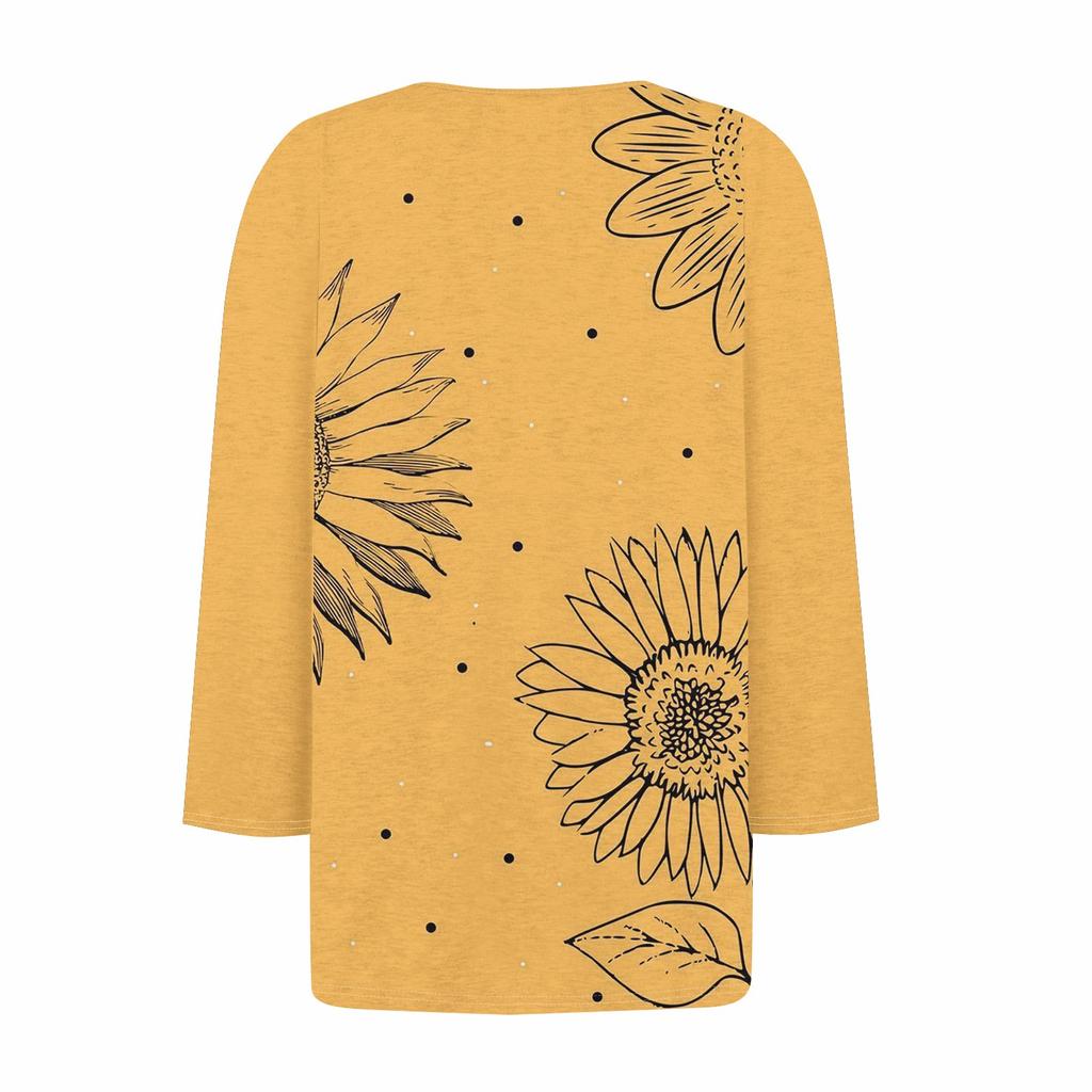 Women's T Shirt Tee T Shirt  Print Button 3/4 Sleeve Daily Weekend Fashion Basic Regular Top