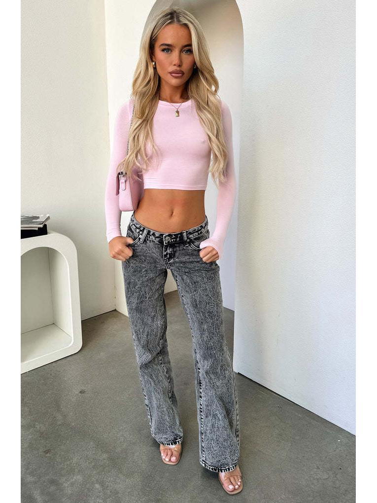 

Европейские и американские ретро джинсы с низкой посадкой прямого кроя - Джинсовые брюки свободного кроя L чёрный