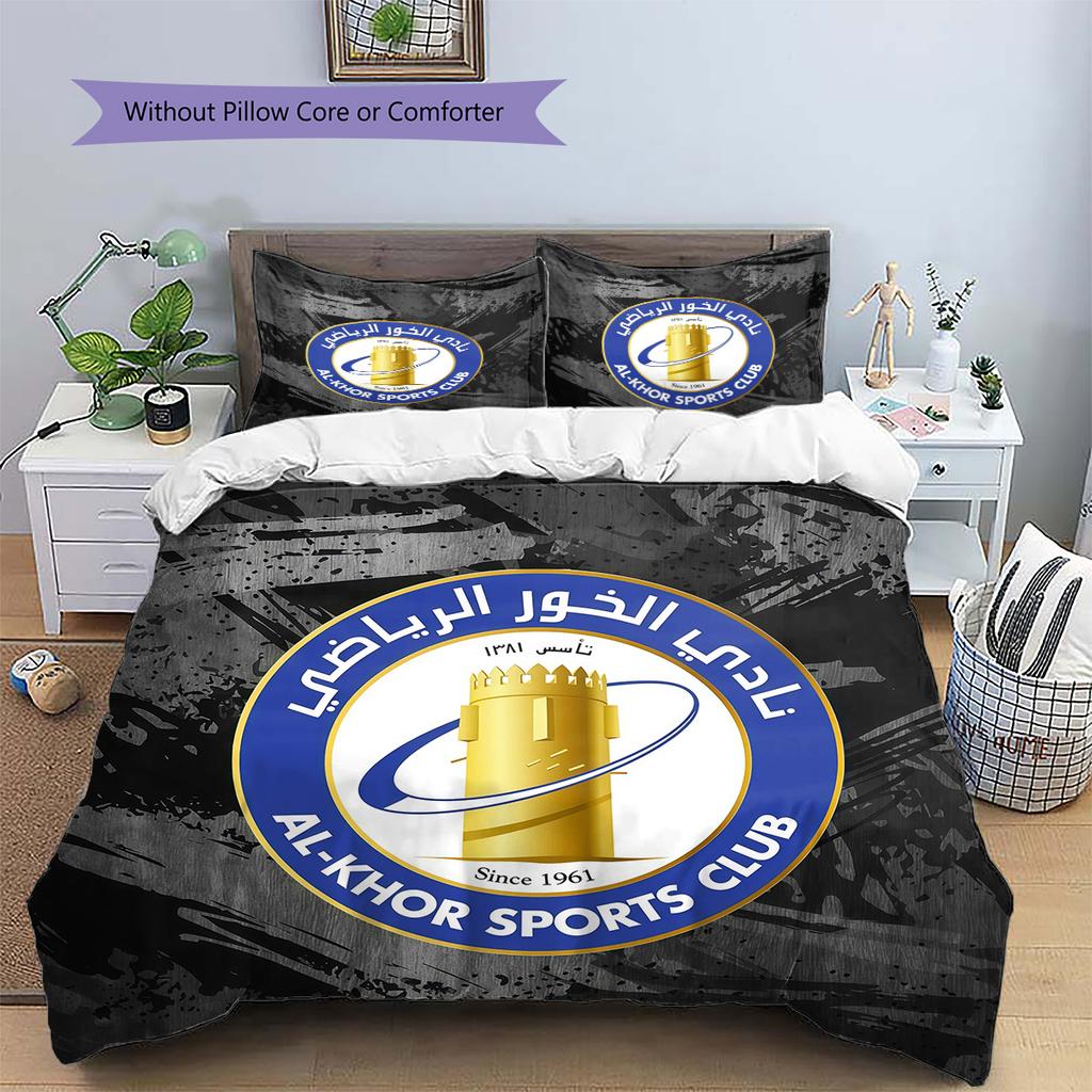 Al‑Khor Sports Club Pattern Bedding Quilt Set Home Decoration Gift (1 * duvet cover + 2 * pillowcase without core)