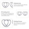 Bisaer 925 Sterling Silver Simple Fashionable Heart Shape Stud Earrings for Women Wedding Fine Jewelry