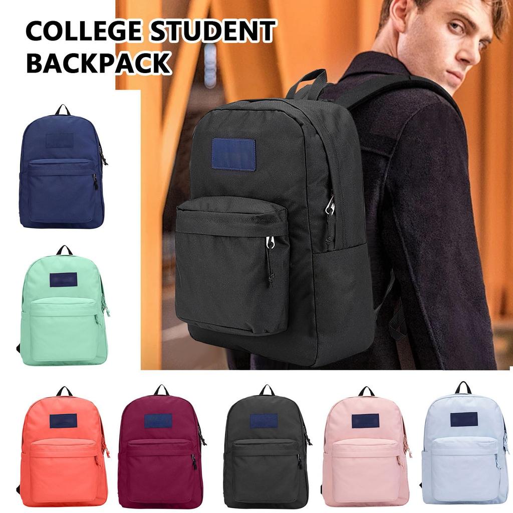 Backpack Large Capacity School Bag Backpack Computer Bag Male And Female Students  Solid Color Campus Travel Waterproof