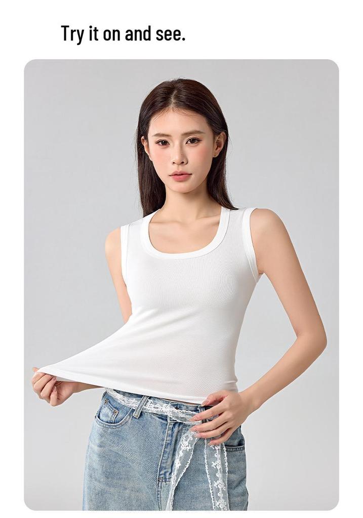 Tencel Lyocell Wide Shoulder Tank Top - Sleeveless, Cool, Skin-friendly, Versatile Base Layer (No Bra Pads).
