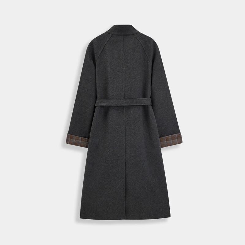 IEF 2025 Winter Korean Style Wool Blend Belted Long Coat