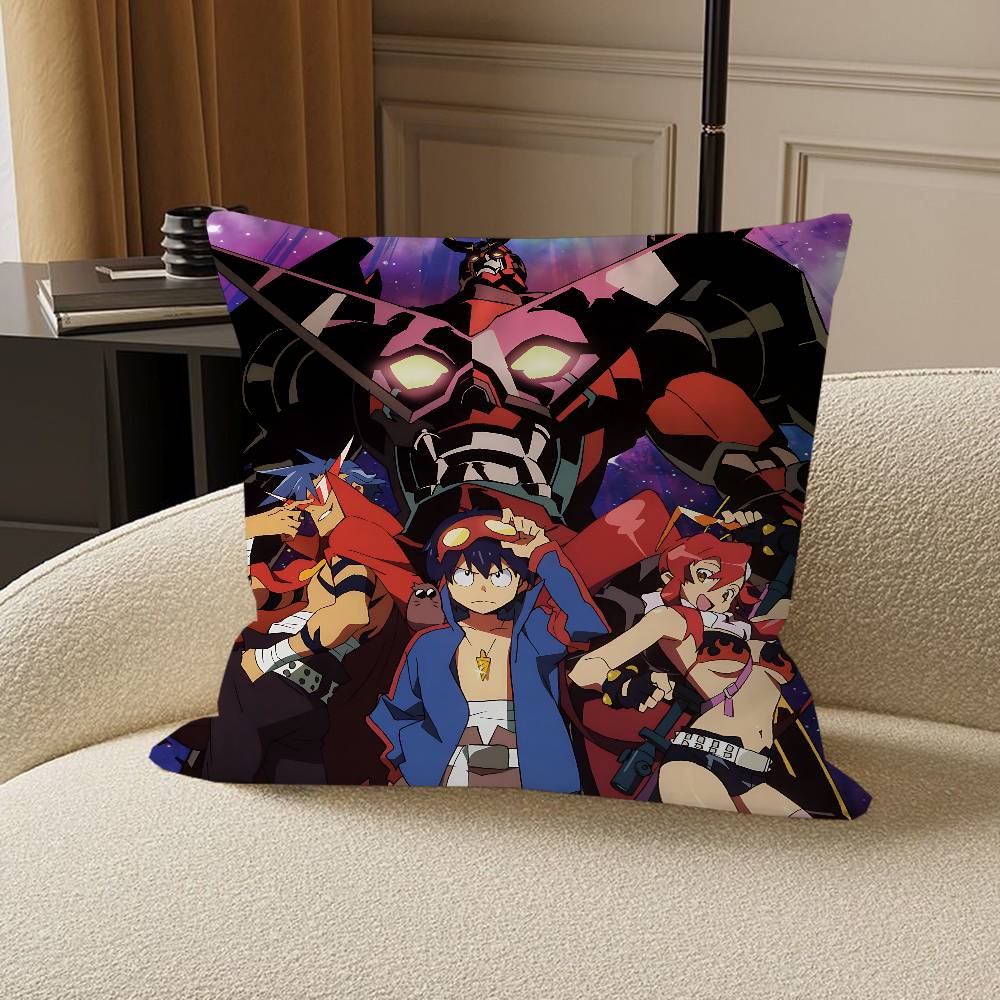 Anime G-Gurren Lagann Cushion Cover Inches Farmhouse Decor Home Throw Pillow Covers for Couch Decorations