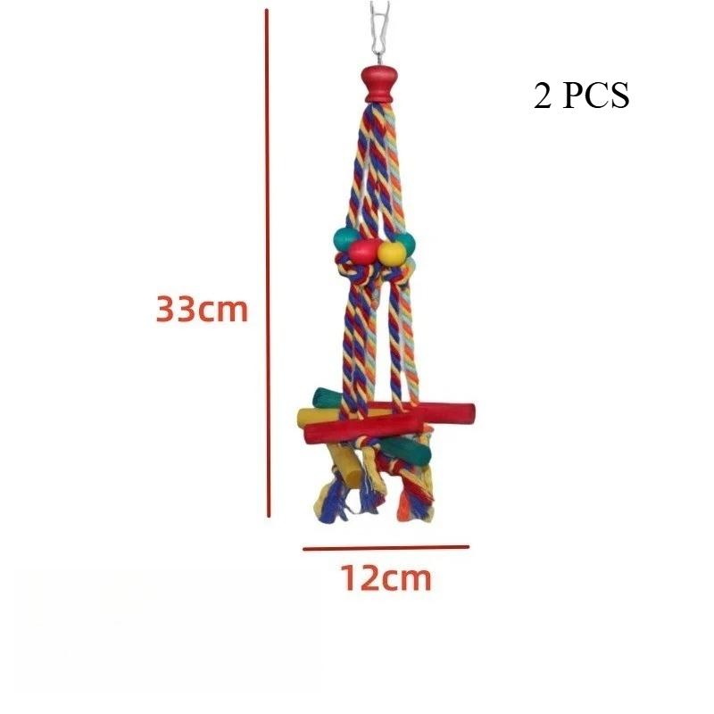 Bird Climbing Chewing Toys Multicolored Natural Wooden Bird Chewing Toys Cage Hanging Rope for Conure Cockatiel Budgies