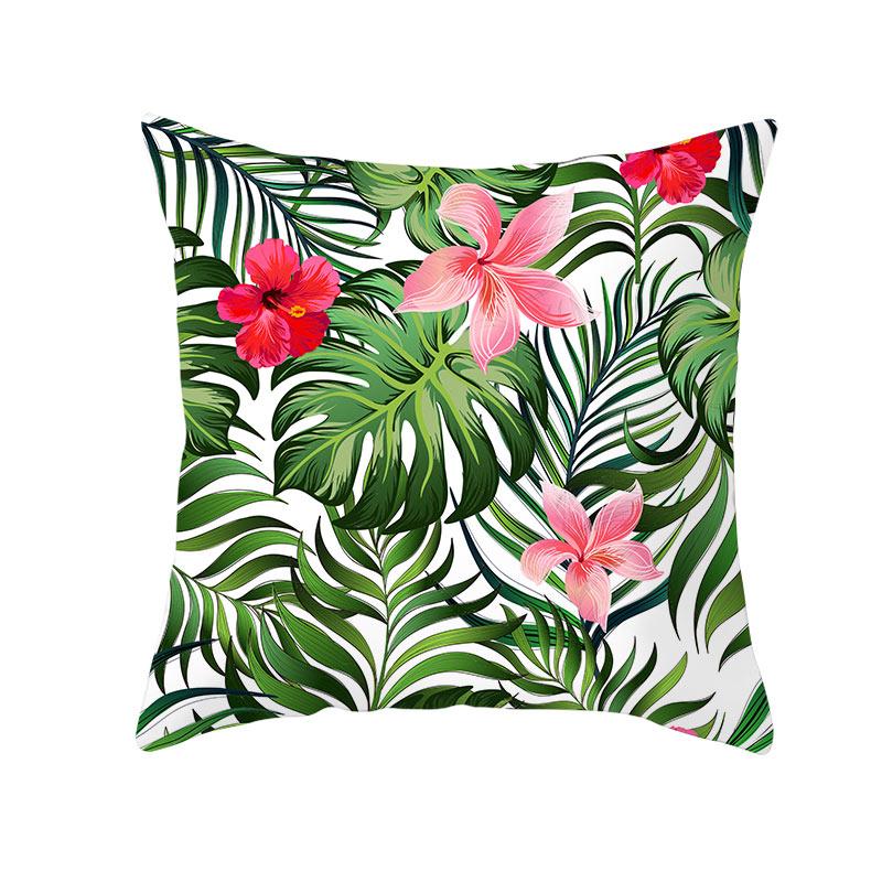 Summer Tropical Plants Decorative Pillowcase Green Leaves Throw Pillow Case Polyester Printing Pillow Cover 45X45Cm