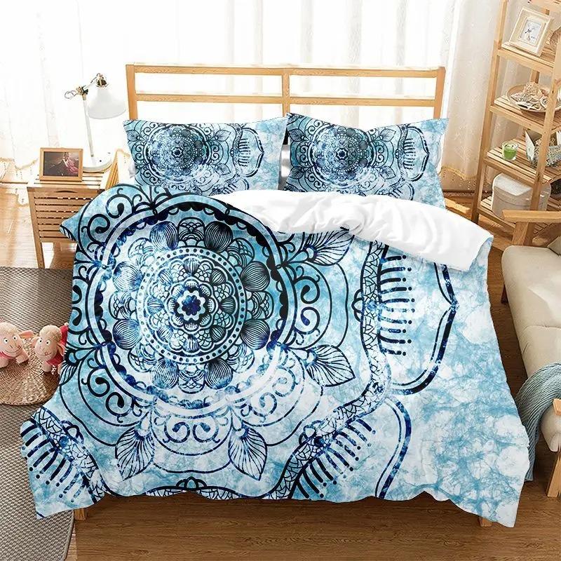 Comforter 3D Print Boho Mandala King Queen Chic Colorful Rustic Mandala Galaxy Polyester Bedding Set For Girls Women