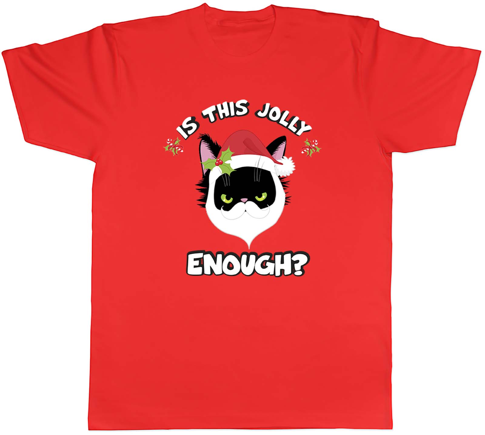Is This Jolly Enough Cat Santa Hat Christmas Xmas Unisexs Unisex TShirt Tee Gift S