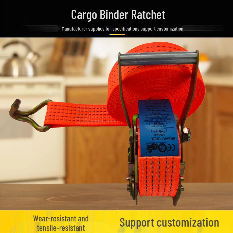 2" (5 Cm) Polyester Ratchet Tie-Down Strap with Thickened Tensioner