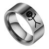 Titaniums Steel Hip Hop Doodles Ring Simple Funny Middle Fingers Ring  Costume Props Party Jewelry Gift for Men Women