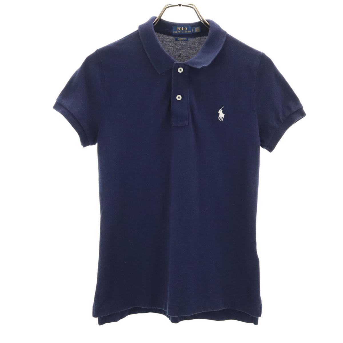 

POLO RALPH LAUREN Футболка-поло с коротким рукавом, облегающего кроя S Темно-синий Бежевый Женская Б/У