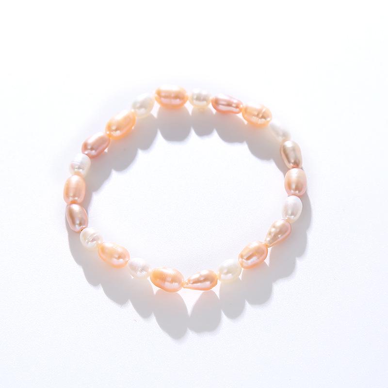 

Красочный эластичный браслет из пресноводного жемчуга с рисовыми бусинами - Идеальный промо-подарок для женщин