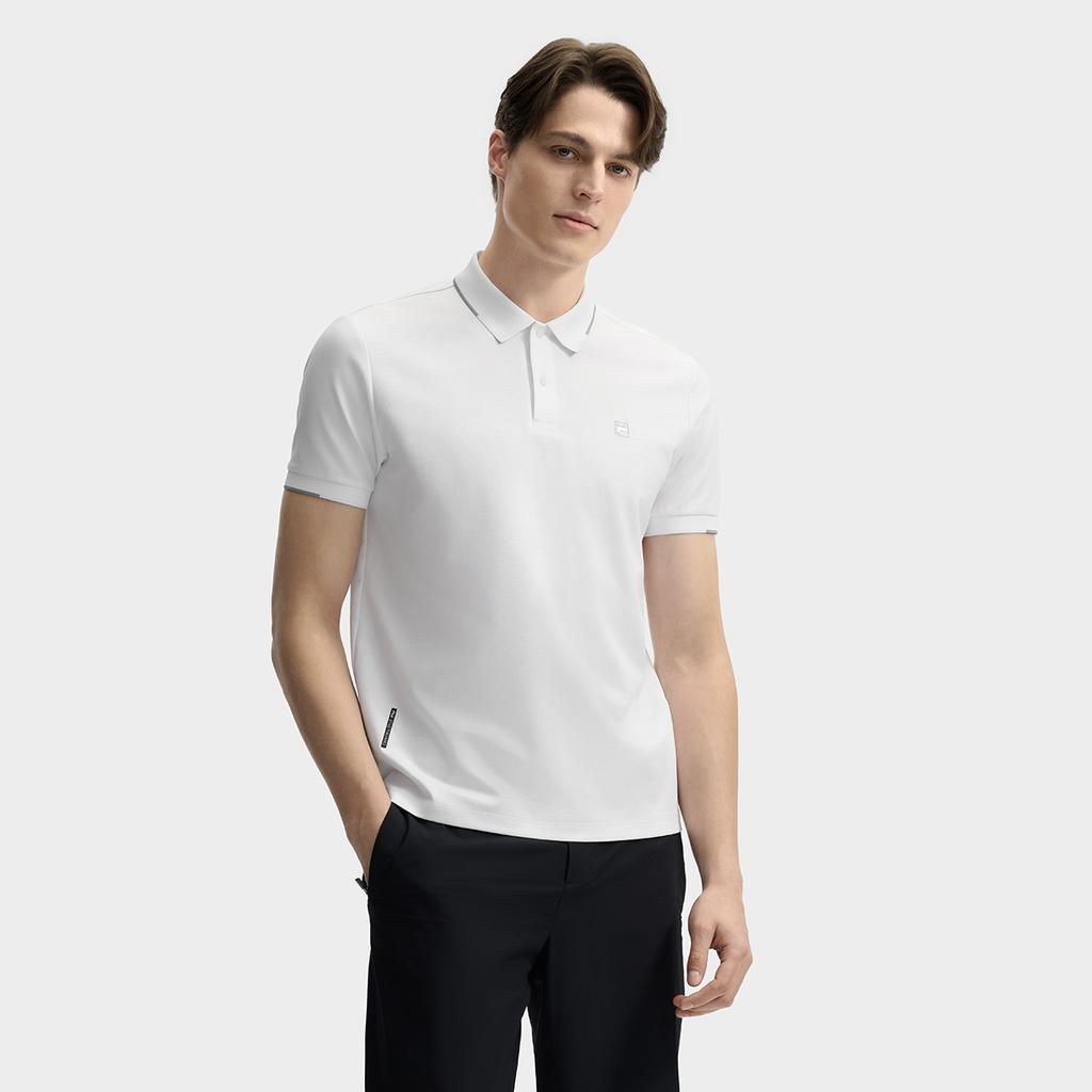 Fila White Fashion Versatile Casual Simple Comfortable Knitted Short Sleeve Polo Shirt Men Polo Shirts F11M523108F-WT