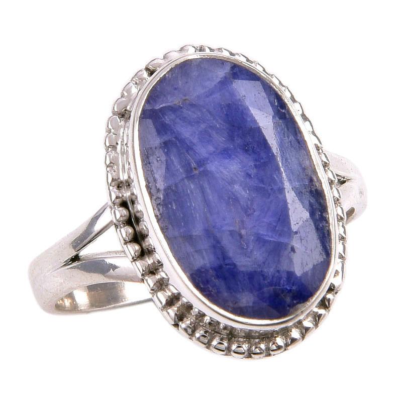 Safír(Simulované) Drahokam Ručně vyrobený 925 Sterlingové stříbro Dárkový prsten V.8.5 T4M22