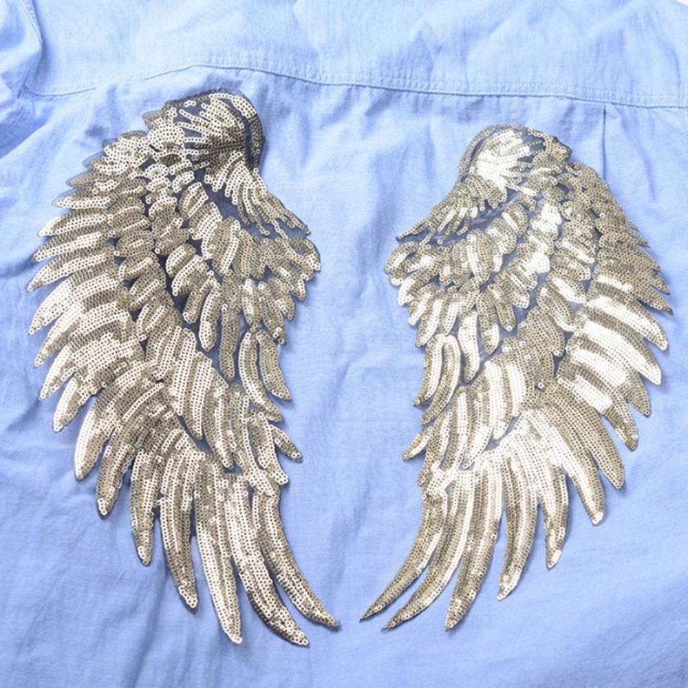 Sequin Appliques Angel Wings Patches Silver Embroidered Patches Sequin Patches  DIY Clothes