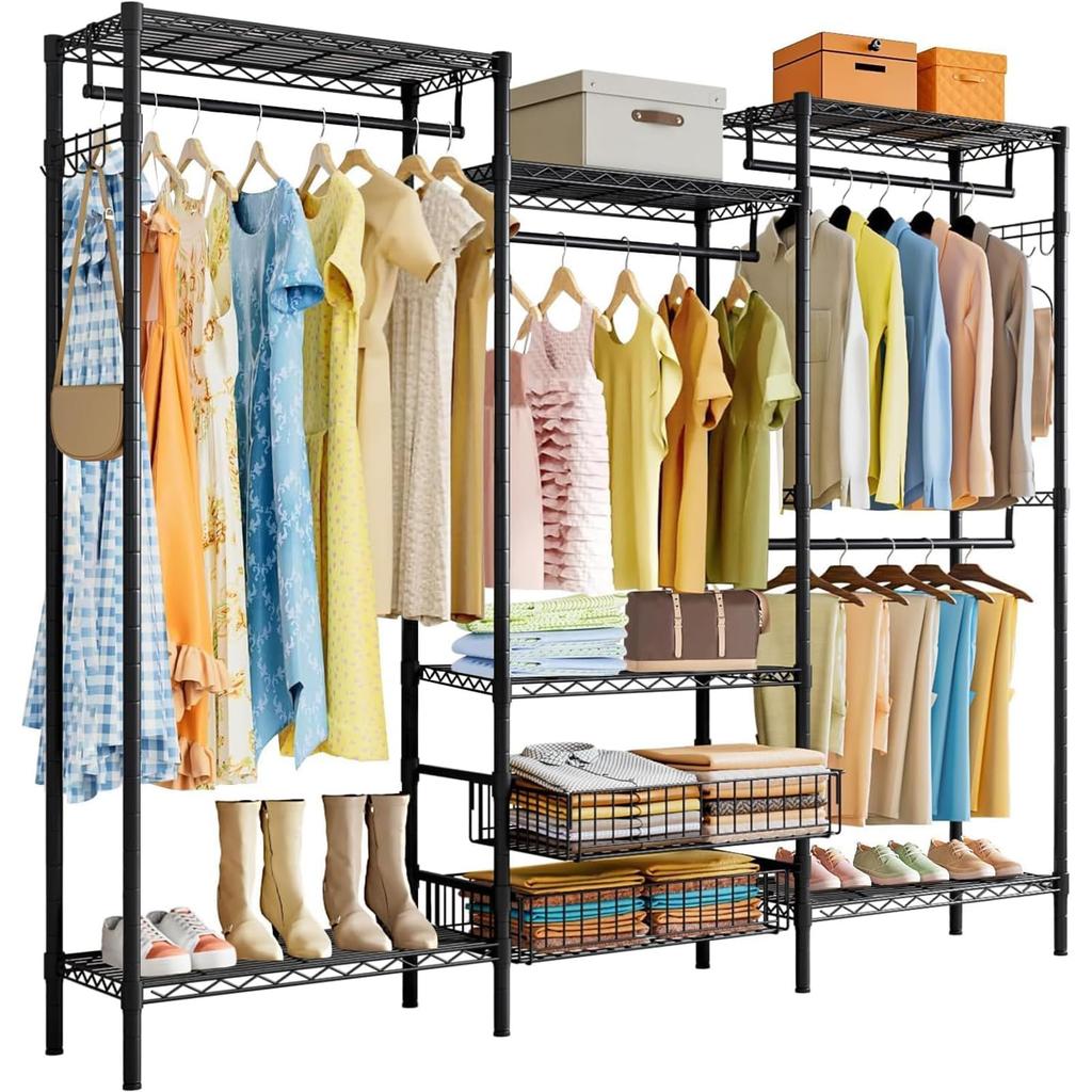 Hanger Large Adjustable Shelf Clothes Clothes with Plenty of Storage Width 219 X Depth 40 X Height 195 Cm Rack, Sturdy, Wardrobe, Capacity, Height,