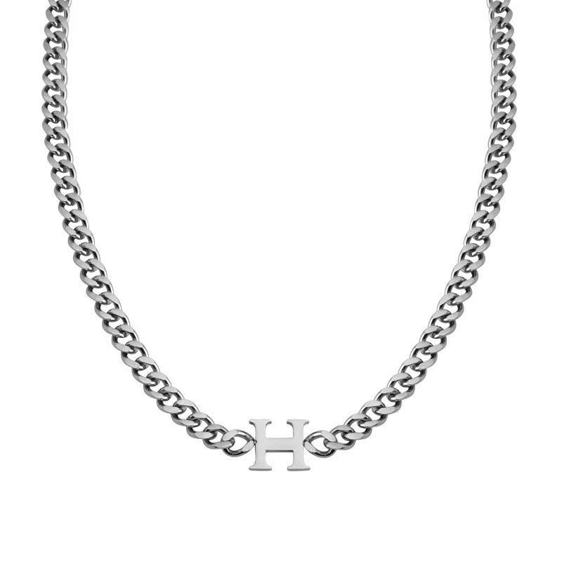 Niche design H letter collarbone chain men and women versatile Korean version fashion cold style high sense light luxury necklace accessories