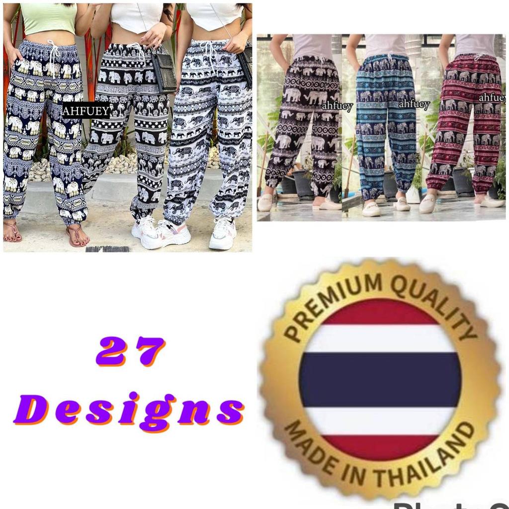 Elephant Pants Long Adjustable Elastic High Waistband Strap Jumper  Unisex Man Women Print Thailand Casual Streetwear Beach Bohemian Retro Vintage