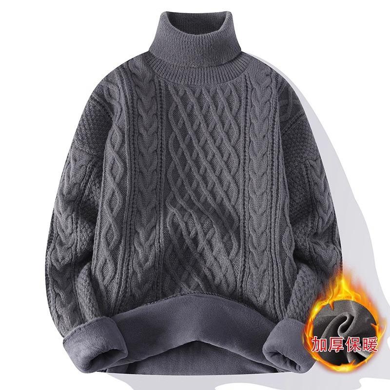 Sweater Men's 2 New Crew Neck Sweater Winter Solid Color Premium Knitted Sweater Couple Twisted Pullover Sweater
