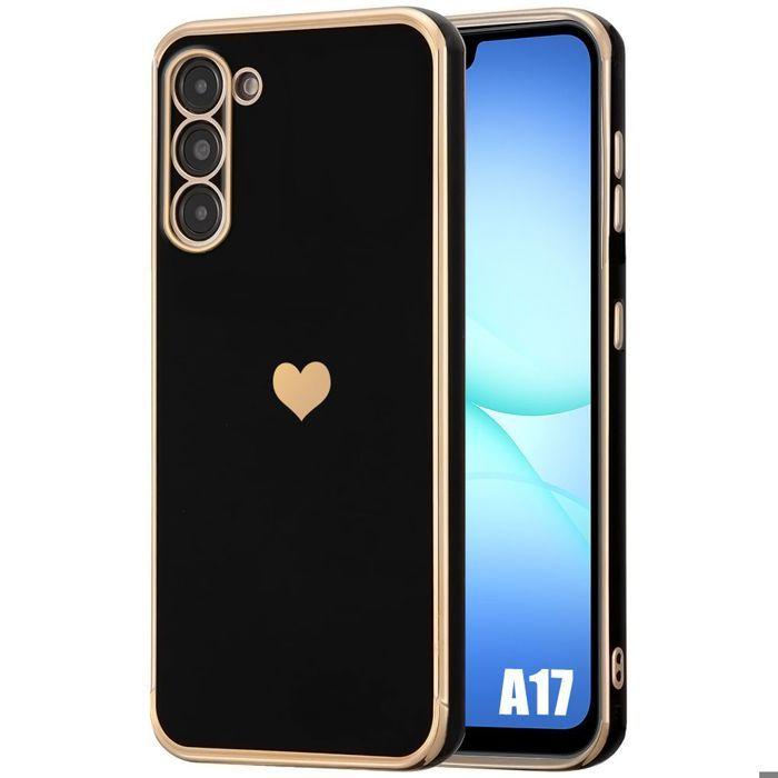 Protective Case - BOOLING - for Samsung Galaxy A17 4G/5G - Shockproof Silicone with Black Heart Pattern