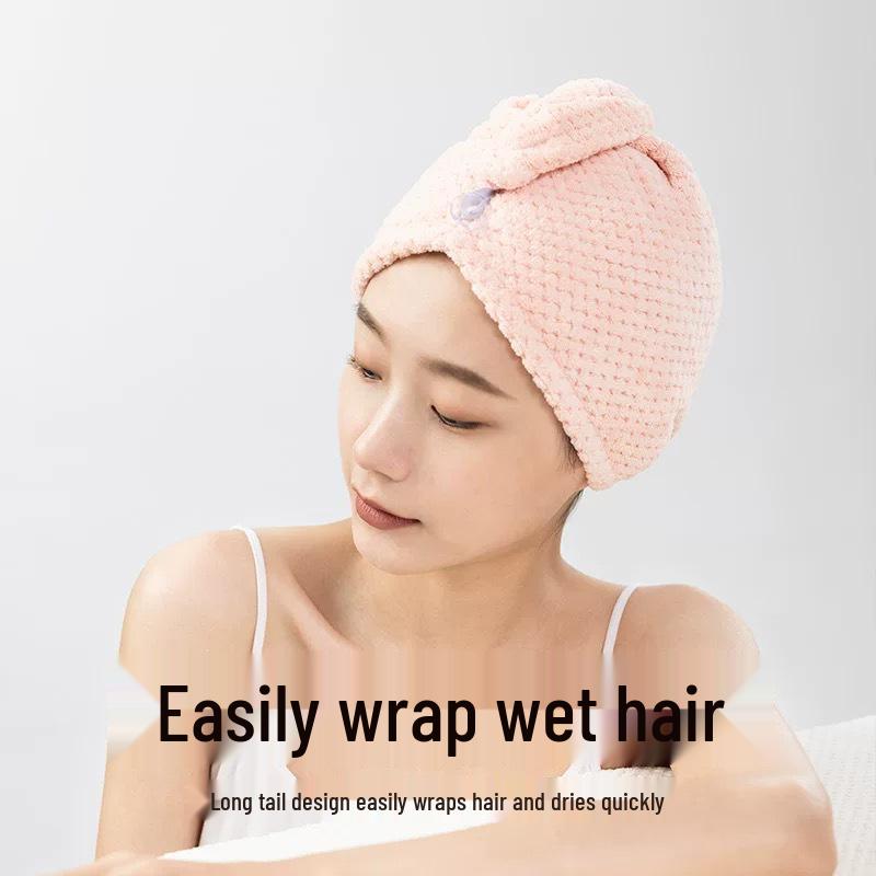 Pineapple Grid Quick-Drying Hair Towel - Soft, Absorbent, Thick Head Wrap for Women