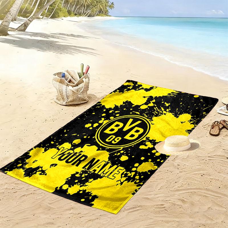 Custom Borussia Dortmund Print Beach Towel, Large Soft Quick Dry Towel for Beach Camping Swimming
