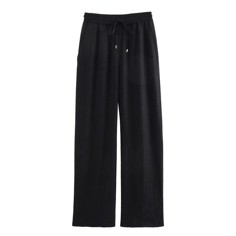 Fashion Style 2024 Summer New Arrival Women's Clothing High Waist Slimming All-Matching Linen Straight Pants Pants 9929040